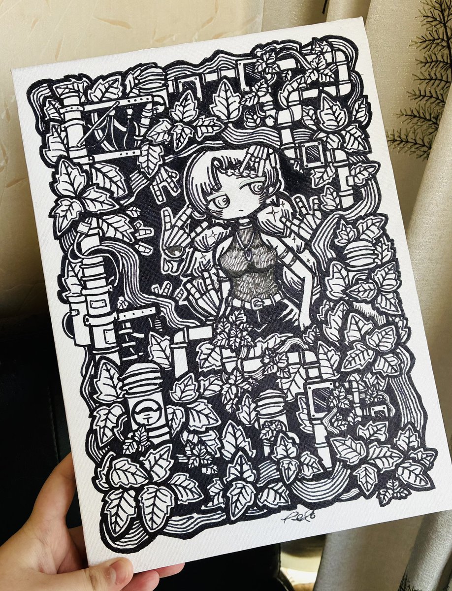 ペン画 F4キャンバスにペン