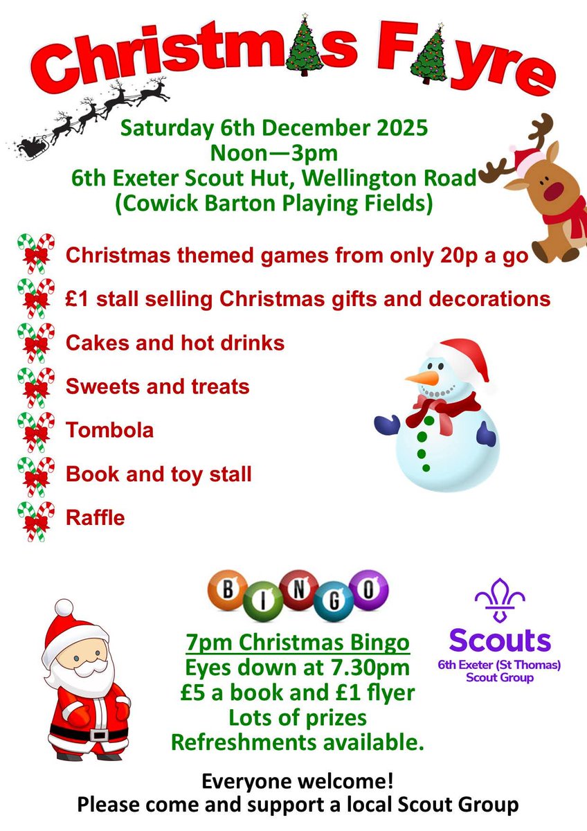 Todays the day. Merry Christmas everyone. We hope to see lots of you at the Fayre and Bingo today!!! 🎄⛄️🎁
#Exeter #StThomas
#Christmas