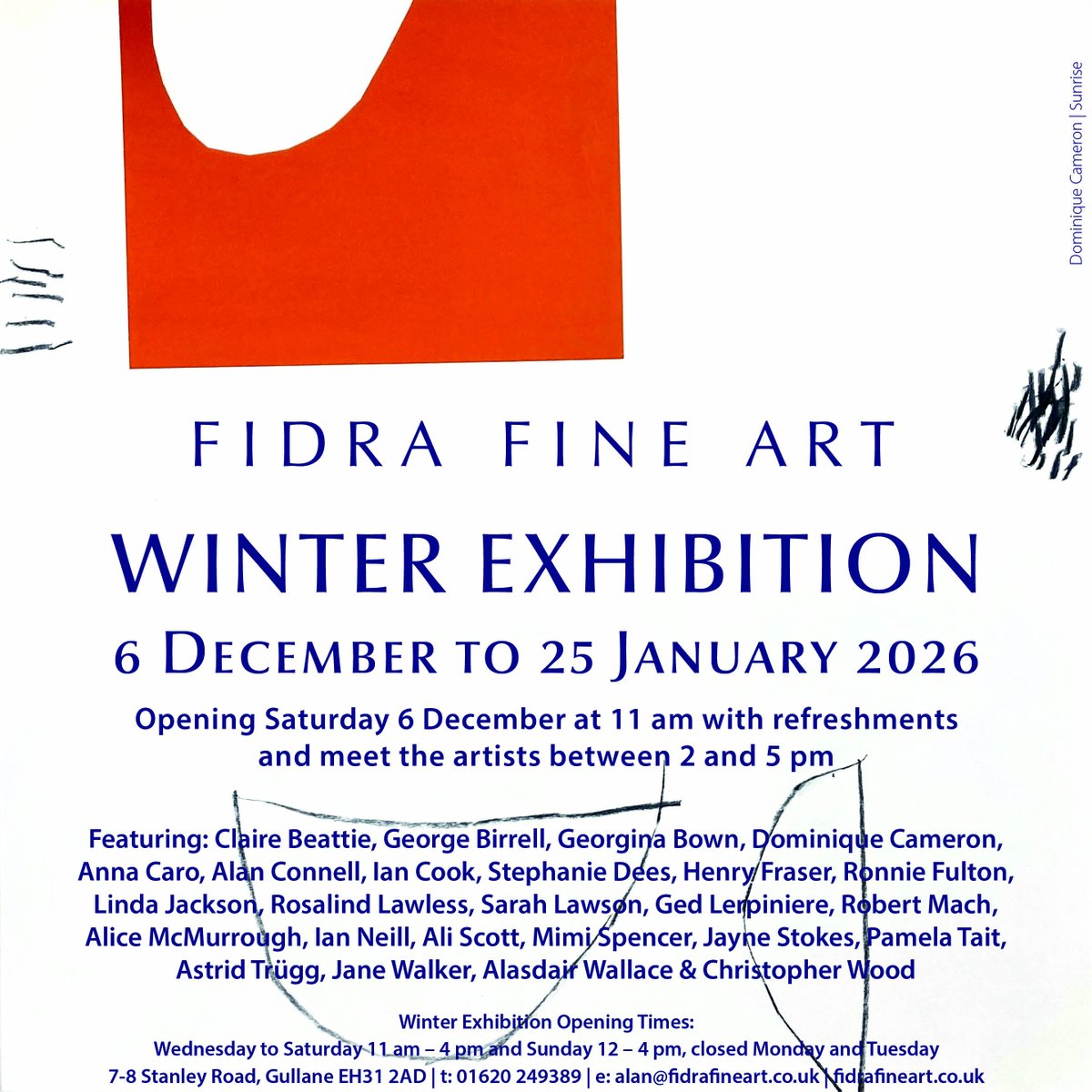FidraFineArt's tweet photo. Winter Exhibition open today at 11am...
Dominique Cameron RSW
Sunrise
Mixed Media on Panel
100x100cm
#dominiquecameron #abstractedart #sunrise #scottishart #contemporaryart https://t.co/G39rDLLnI6