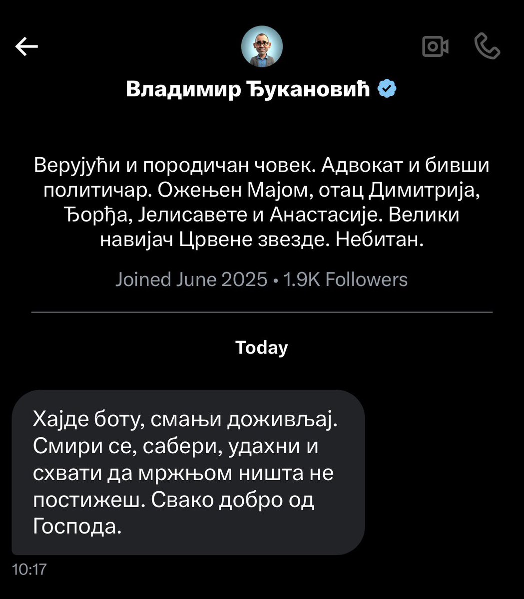 Pošto Đuka, kao prava bizončina šalje poruke na koje ne mogu da odgovorim (kao i sve SNS jajare), evo ti odgovor ovde - NASISAŠ MI SE KURCA OVOG MOG IZANĐALOG. Svako dobro od gospoda i sporCki pozdrav.