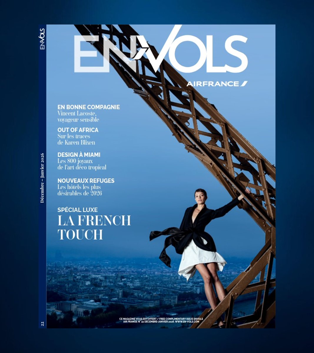 AFnewsroom's tweet photo. Le nouveau numéro d’#EnVols est sorti avec une Une « La French Touch Spécial Luxe ».
📷par Luc Braquet
A découvrir : safari immersif au Kenya, rencontre avec l’acteur Vincent Lacoste et bien plus encore.
Disponible sur https://t.co/KJmGEPopEv et dans les aéroports parisiens ! https://t.co/0qS6aIjhVg