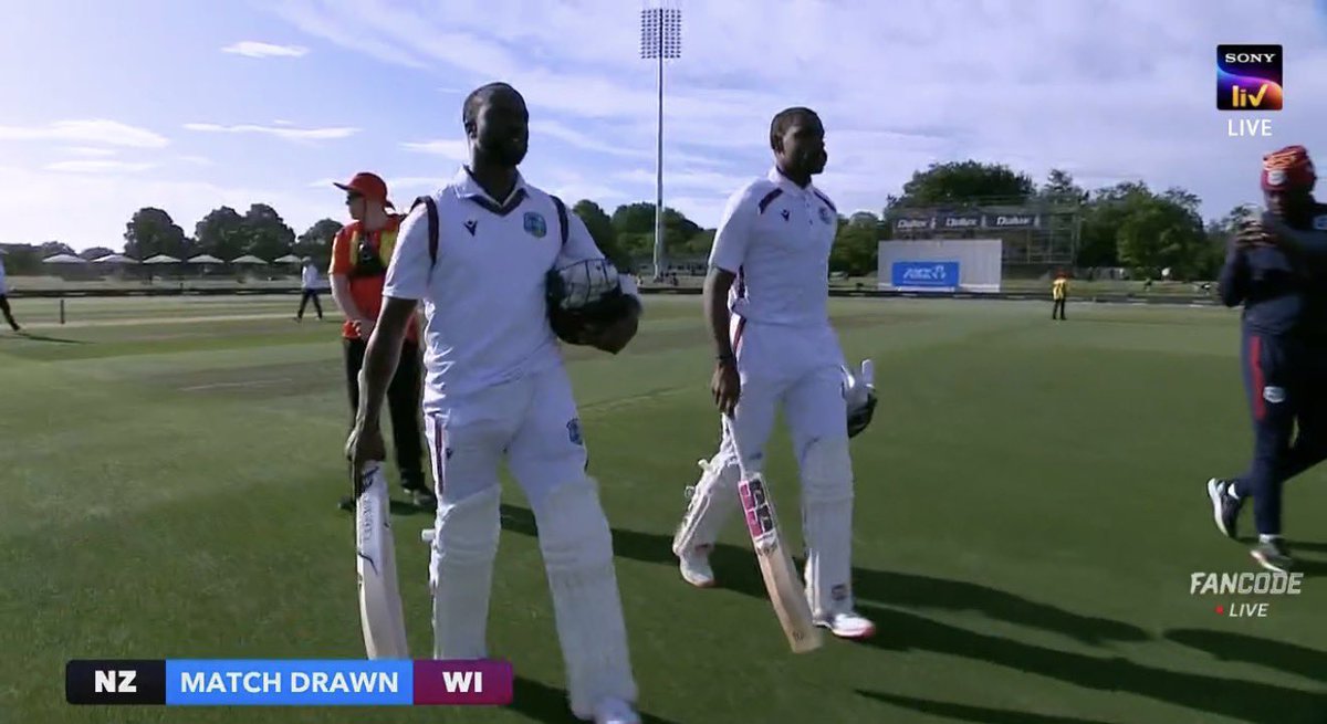 - 4th innings of a Test.
- Survived 2 new balls. 
- Batted for 163 overs. 
- 72/4 once. 
- No.6 scored 200. 
- Hope scored 💯.
- No.8 Roach at 37 age batted for 233 balls. 
- 7th wicket stand faced 409 balls. 

#WIvsNZ 
#Test #Cricket