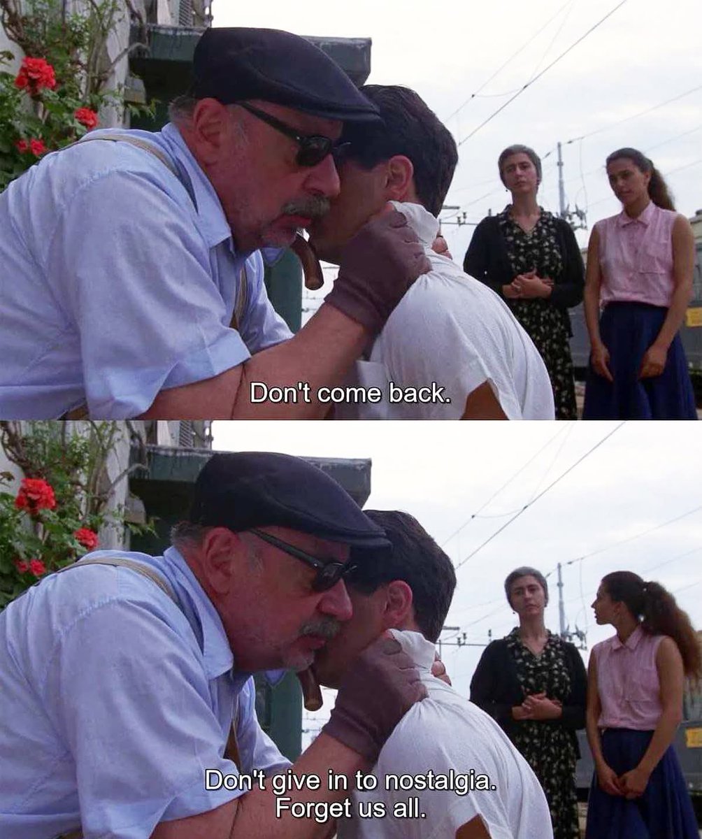 “Get out of here! Go back to Rome. You’re young and the world is yours. I’m old. I don’t want to hear you talk anymore. I want to hear others talking about you. Don’t come back. Don’t think about us. Don’t look back. Don’t write. Don’t give in to nostalgia. Forget us all. If you