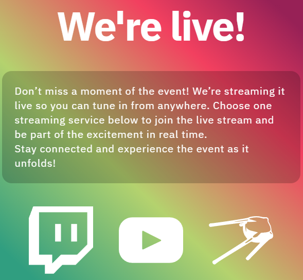 We're live! Watch the stream through twitch.tv/inercia_pt or youtube.com/@inercia_pt or scenesat.com/video/5