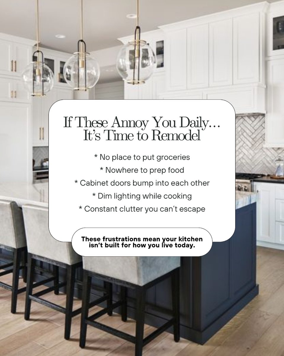expedeaconstruc's tweet photo. These frustrations mean your kitchen isn’t built for how you live today.

Let’s redesign your kitchen around you.

📞 817-239-4286 | https://t.co/u7ObedvCze
.
#KitchenRemodel2025 #TexasConstruction #KitchenStruggles #HomeownerLife #DFWDesign #KitchenFixes #KitchenPainPoints https://t.co/k491d9srlH