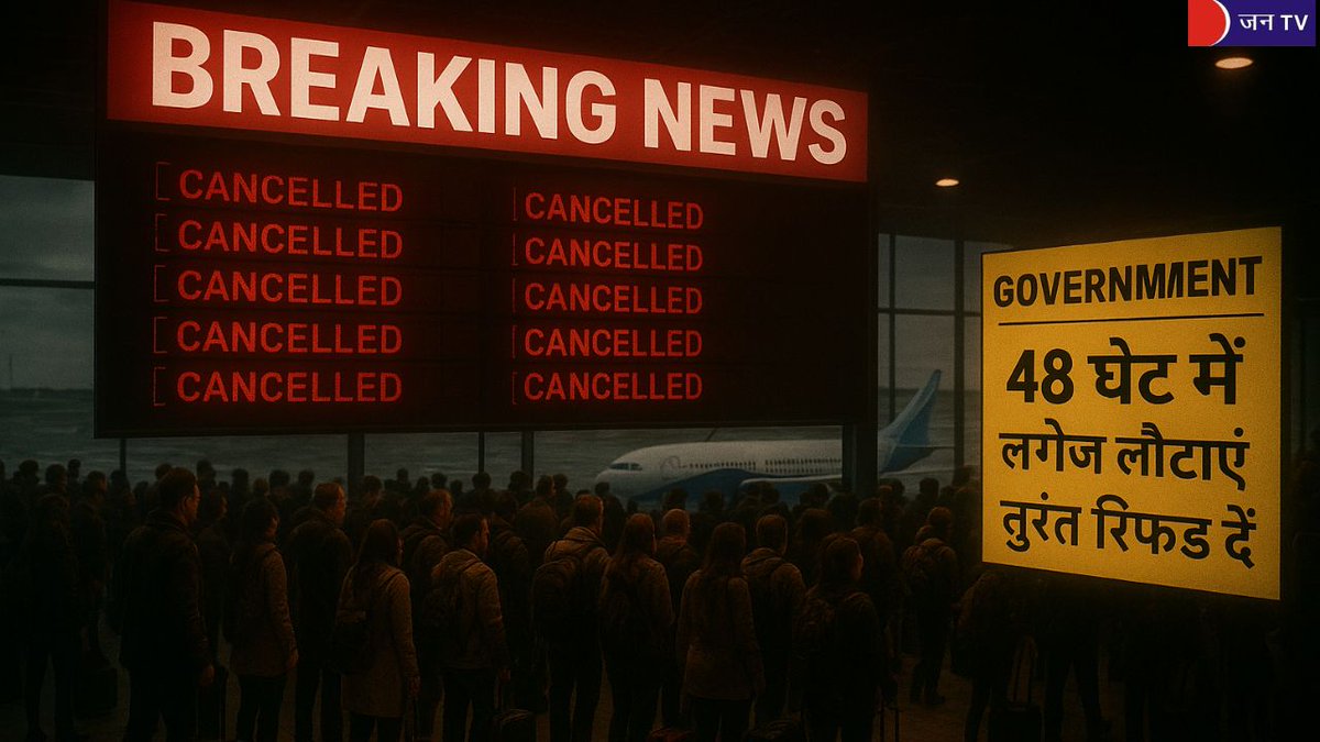 JANTV2012's tweet photo. इंडिगो को तुरंत रिफंड व 48 घंटे में लगेज लौटाने का आदेश
खबर पढ़े :-
https://t.co/RQ1B57Axmd
#IndigoFlights #FlightCancellation #AviationNews #GovtDirective #PassengerRights #FlightDelay #RefundPolicy #AirTravelIndia #IndigoUpdate #TravelAlert @MoCA_GoI @DGCAIndia @IndiGo6E @AviationSeva @AirportsIndia @PMOIndia @mygovindia #jantv_hs