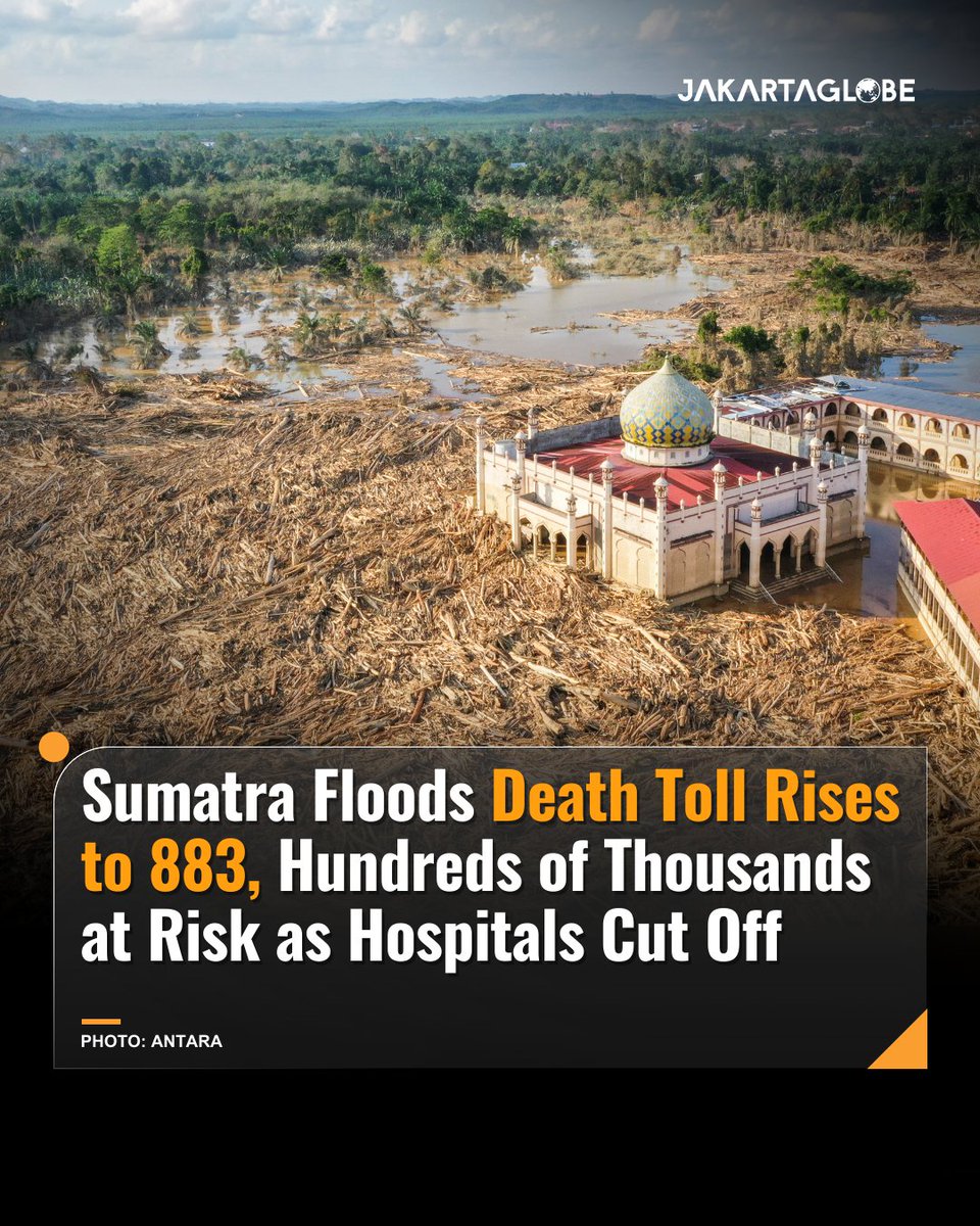 thejakartaglobe's tweet photo. BNPB reported that 849,133 people have been displaced across the three provinces, including 775,346 in Aceh, 51,433 in North Sumatra, and 22,354 in West Sumatra.
#JakartaGlobe #SumatraFloods #BNPB #SumatraDisaster https://t.co/9A7vpFXCV8