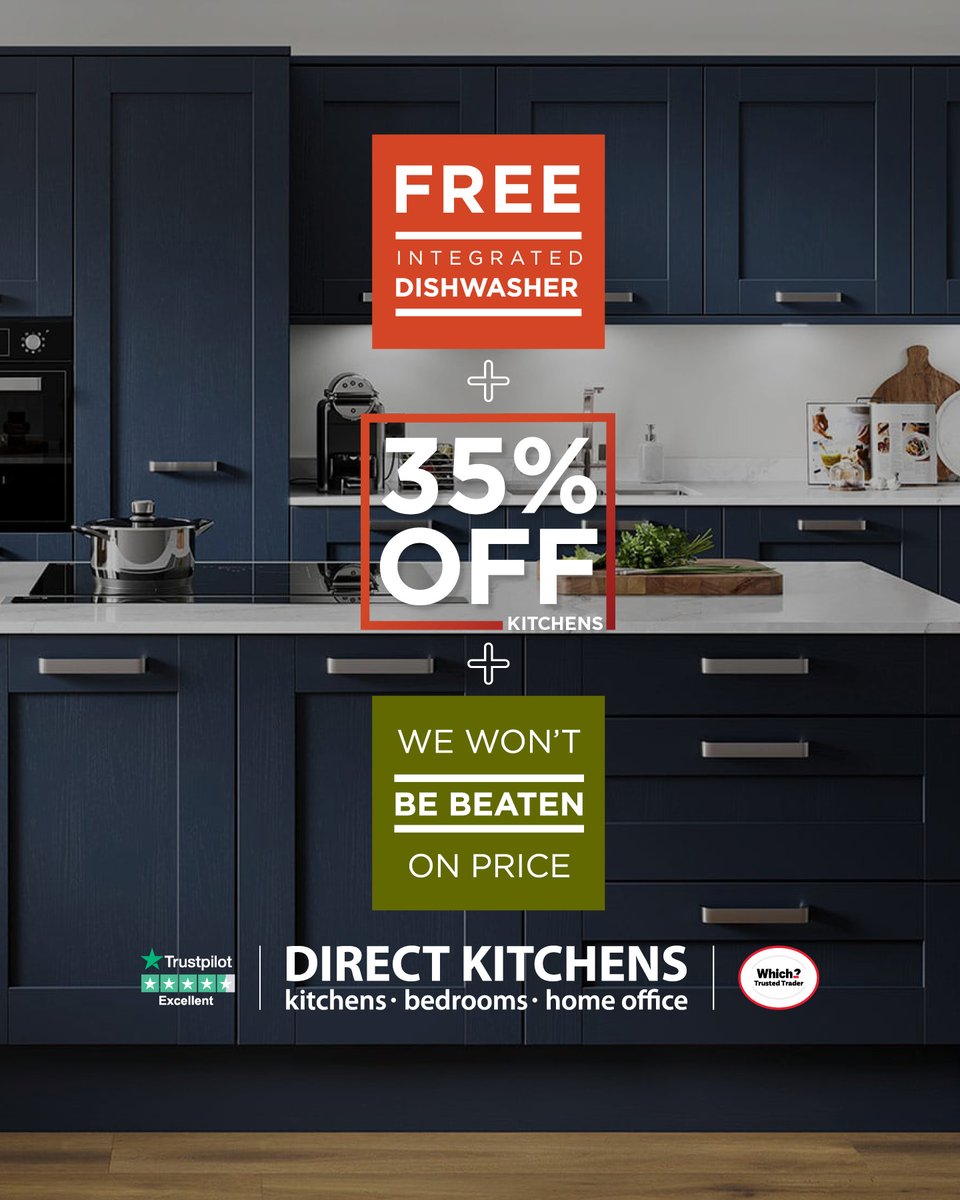 DirectKitchens1's tweet image. Are you ready to create the kitchen of your dreams? 

Take advantage of our offers, including:

✅ 35% Off our kitchen ranges 
✅ Free measure and design service worth £150! 
✅ Free integrated dishwasher 
✅ Free Quooker tap installation

Enquire today: bit.ly/4jnSnA7