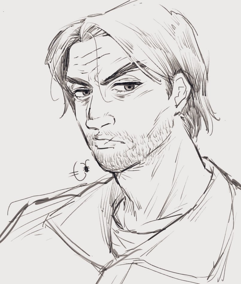 顎の形がね、カーリー様と比べて小さくて丸みがあります彼。
そこが女性的というか、猫っぽい骨格してるなって。
うん、彼女性的で可愛いと思います、、♡🙂‍↕️💞
あと髪の毛の長さも無造作でお金かけてない感じが、、己に刺さりますね、、🙂‍↕️💞