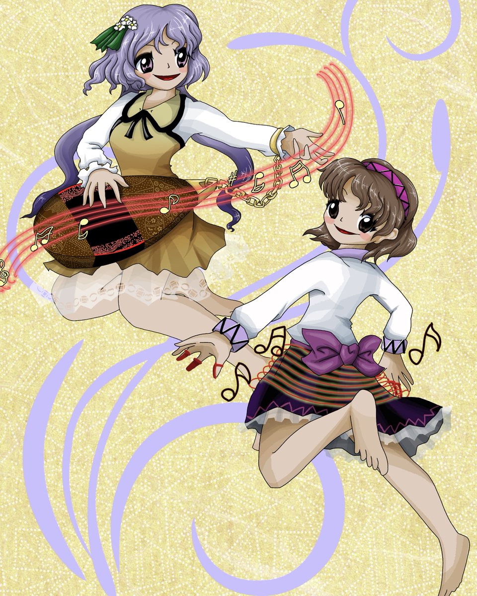 九十九姉妹
弁々 &amp; 八橋
#ZUN絵風