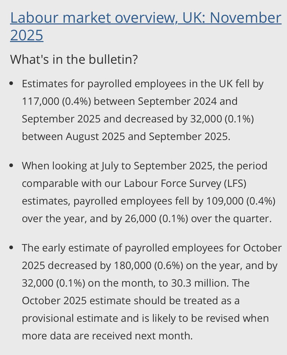 Perhaps more time is needed ? 16th Dec next reported Unemployment. 
So so many firms are retracting and the Construction Industry will in 2026 be faced with a huge release of Projects that ought to have been released years ago causing huge inflation &amp; shortages.
What a mess 👎👎