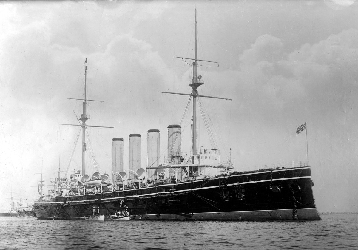 HMWarships's tweet photo. The beautiful Diadem-class protected cruiser and Boer War veteran HMCS Niobe, c. 1910. She was the second vessel to be commissioned into the Naval Service of Canada, i.e. the Royal Canadian Navy. Her career for the Dominion almost started disastrously, with her running aground in a fog off Cape Sable Island, Nova Scotia, in July 1911. Sound damage control saved the ship, however. She was repaired, put back into service, and patrolled American waters during the opening months of the First World War. She was demoted to a depot ship at Halifax in July 1915, never to see active service again. She became damaged again in the cataclysmic 1917 Halifax Explosion, the largest human-made explosion at the time (2.9 kilotons of TNT), which claimed the lives of over 1,700 people in Halifax and Dartmouth. She was sold for scrap in 1922.
Library of Congress (ID: ggbain.08665)

For an interesting video containing eyewitness accounts of the Halifax Explosion: https://t.co/Mf4EXPRbUz