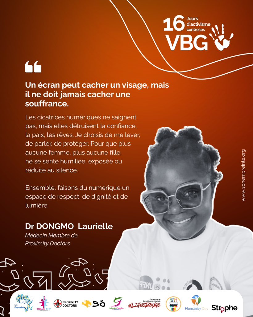 🎗️ 16 jours d’activisme contre les violences basées sur le genre 🎗️

Aujourd’hui, nous partageons la pensée de Dr DONGMO Laurielle, Médecin et membre de Proximity Doctors, qui rappelle avec force ce que le numérique peut dissimuler — et ce qu’il ne doit jamais effacer.