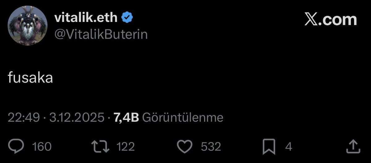 KriptoPidgin's tweet photo. Vitalik fusaka dedi..
eth fiyatı tınlamadı..
Fiyatın yürümesi artık habere değil, likidite bolluğuna bağlı..
Düşünce tarzını değiş..Anı yaşa..
#Eth https://t.co/pdxL2YMrl2