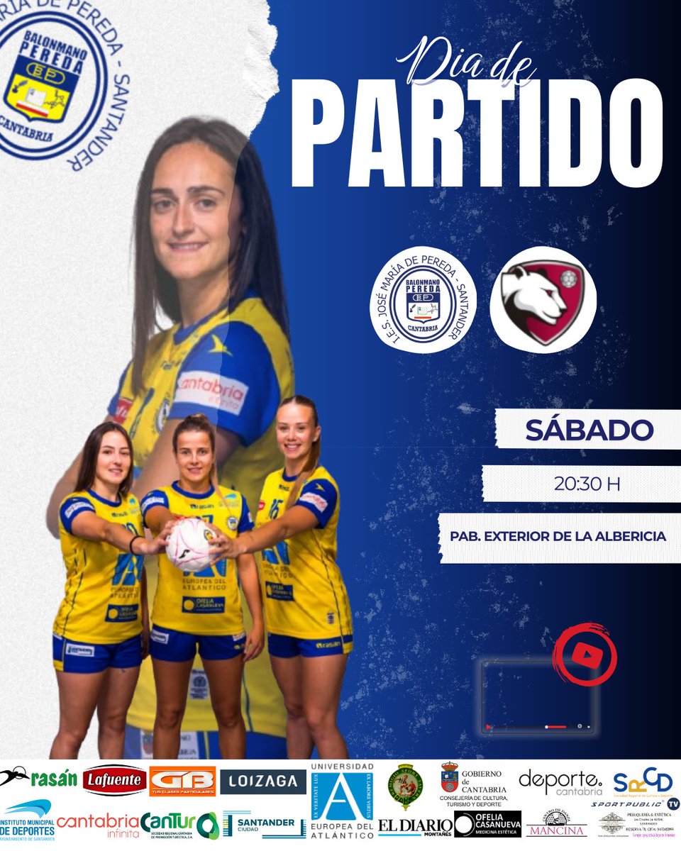 🟡🔥 𝐌𝐀𝐓𝐂𝐇𝐃𝐀𝐘 🔥🟡

🏆 División de Honor Oro #DHOroFem
📌 Jornada 9
🆚️ <a href="/ClebaLeonBm/">Caja Rural CLEBA</a>
⏰️ 20:30
🏟 Pabellón Exterior de La Albericia
📺 youtube.com/live/ucNdFEQpJ…

#GuerrerasAmarillas #CantabriaApetece <a href="/cant_infinita/">Cantabria Infinita</a>