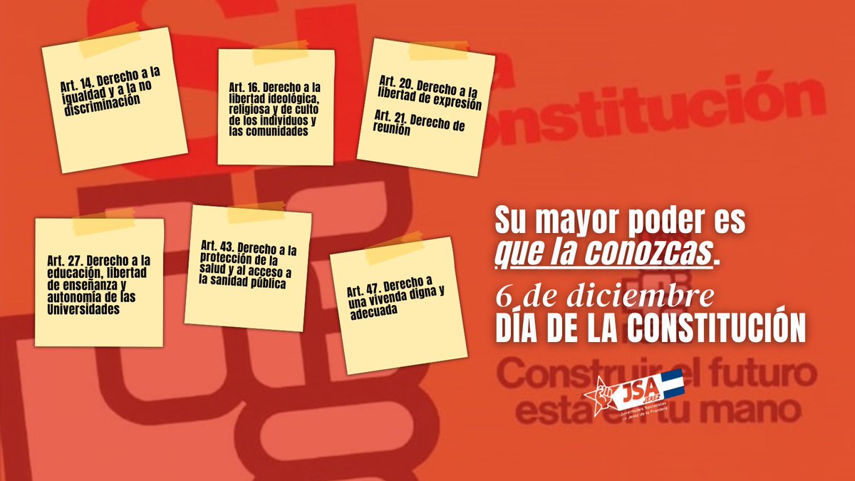 JSAJerez's tweet photo. 💪 Su mayor poder es que la conozcas.

En el #DíadelaConstitución y todos los días, derechos plenos y fuertes para la juventud. https://t.co/rTeEKpddyf