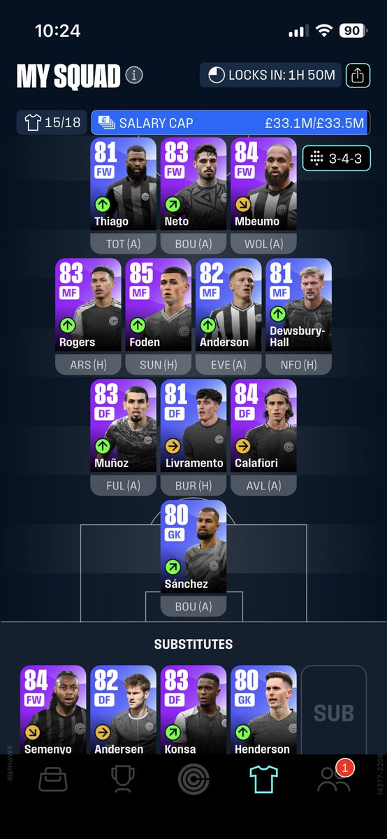 FPL_Pickle's tweet photo. This is how the team is looking like on @clubgame ahead of the GW15 deadline☺️ Pretty happy with it!
I enjoy Foden’s points here instead😆
You can download CLUB for FREE here ➡️ https://t.co/C8eeOjatne
Please join the Pickle League on #CLUBGAME #ad🥒 ➡️ 8CVY7L https://t.co/p6Uof13EzJ