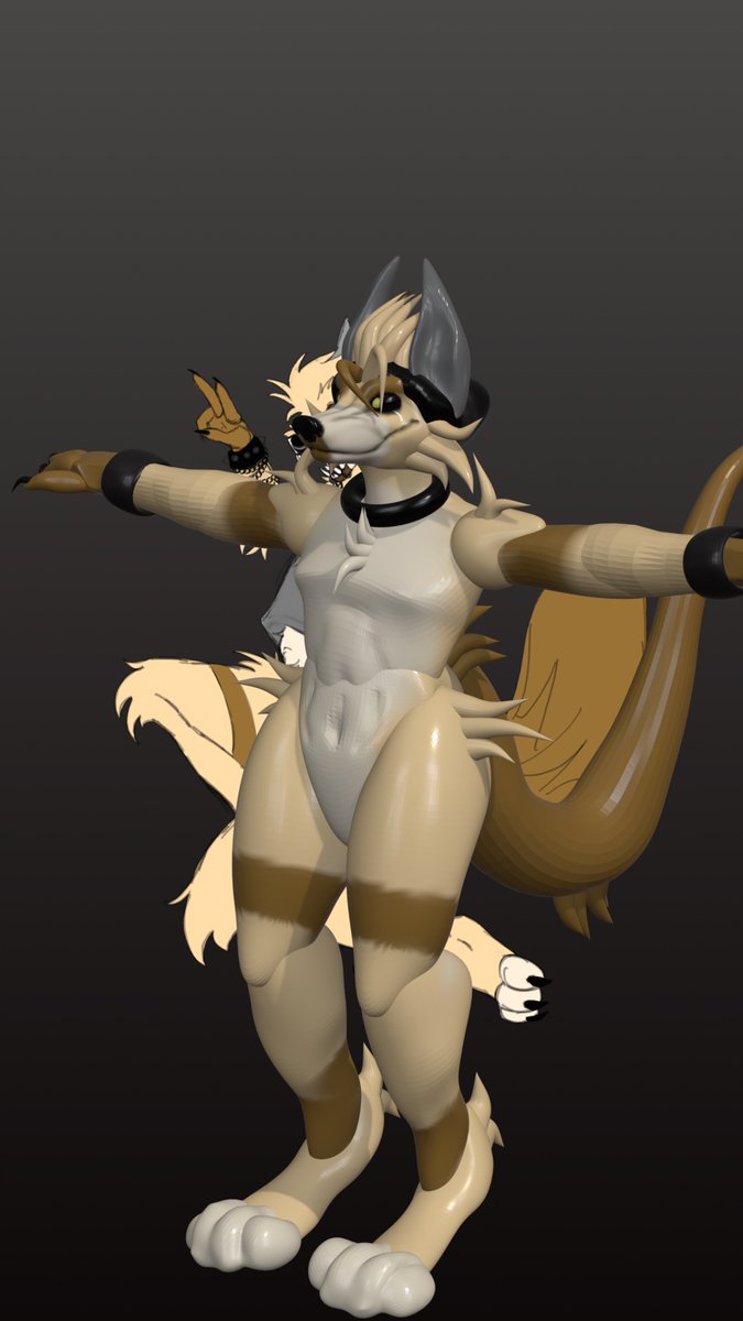 Azurewolf110's tweet photo. I went on and sculpted another oc cause I felt like it, AND ACTUALLY FINISHED, I have a lot to improve on tho #art #3dart #nomadsculpt #furryartist https://t.co/fNHhf4rh9N
