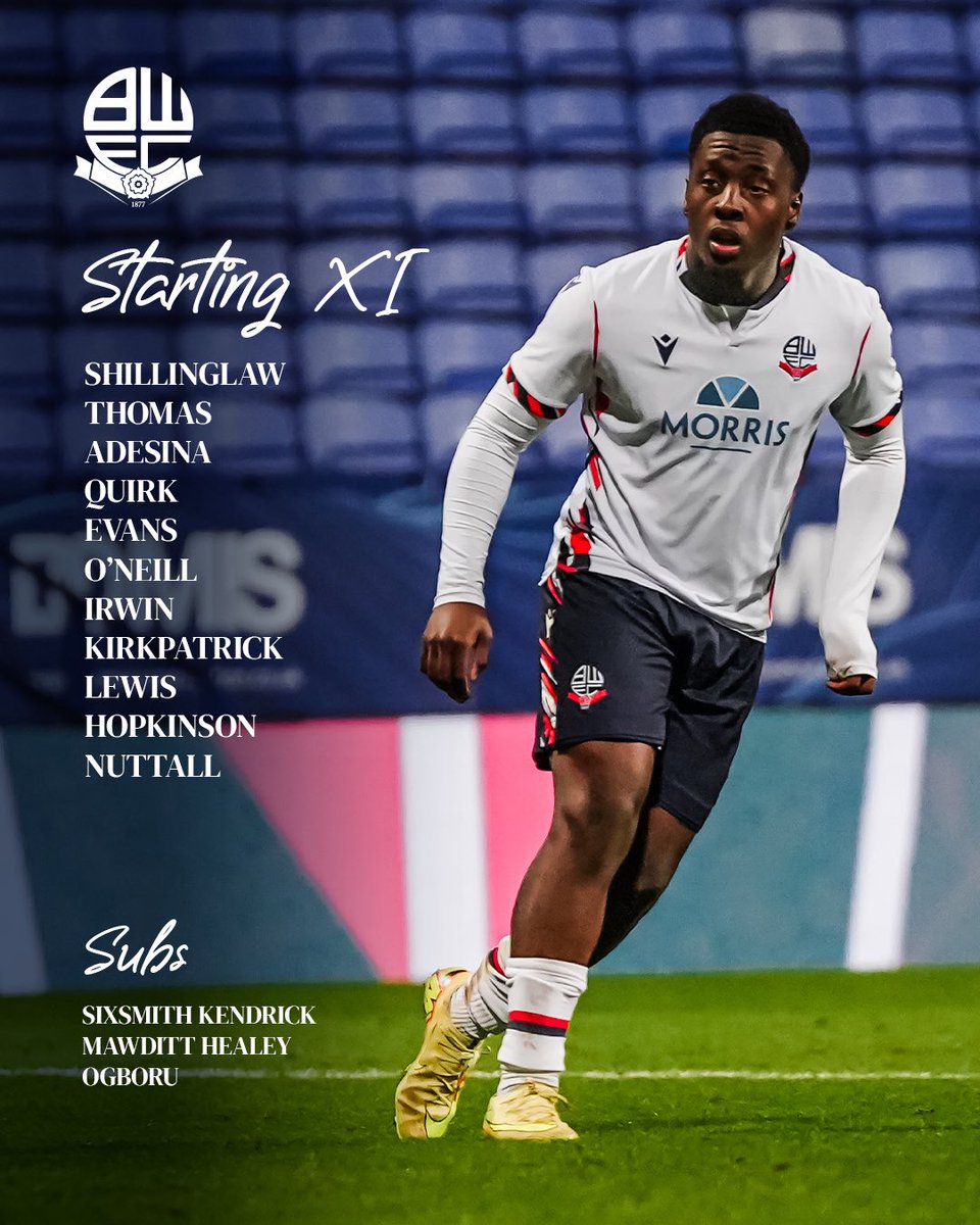 🗞️ 𝗧𝗘𝗔𝗠 𝗡𝗘𝗪𝗦

Your Wanderers U19s side to take on Wrexham U19s at Lostock this morning!

#bwfc