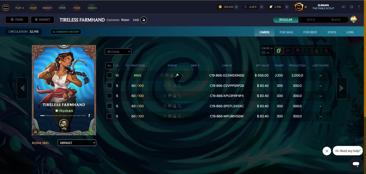 Official have max Tireless Farmhand and Kinbound Druid. Need to wait 2 days as I don't want to max the rare one, but what the hell, why not.