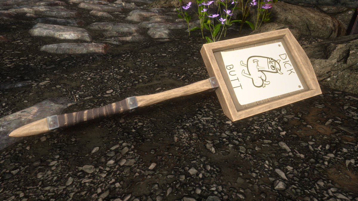 NDollmaker's tweet image. Made a Joke weapon for skyrim.
#SkyrimMods