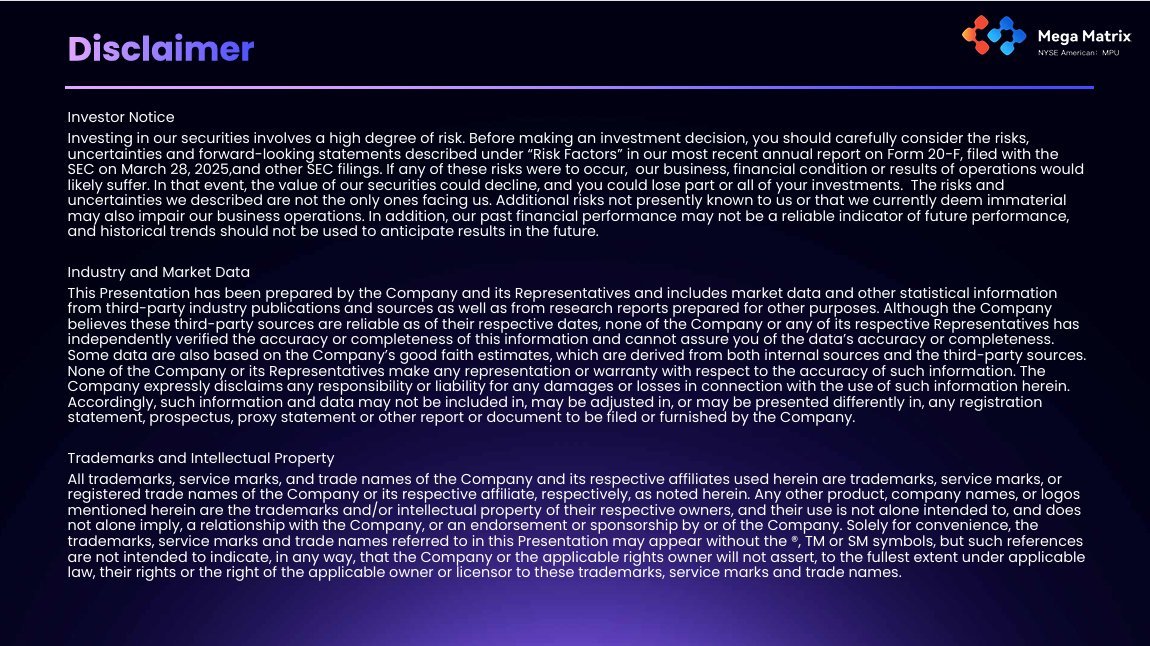 Mega Matrix Inc. (NYSE American: MPU) tweet media