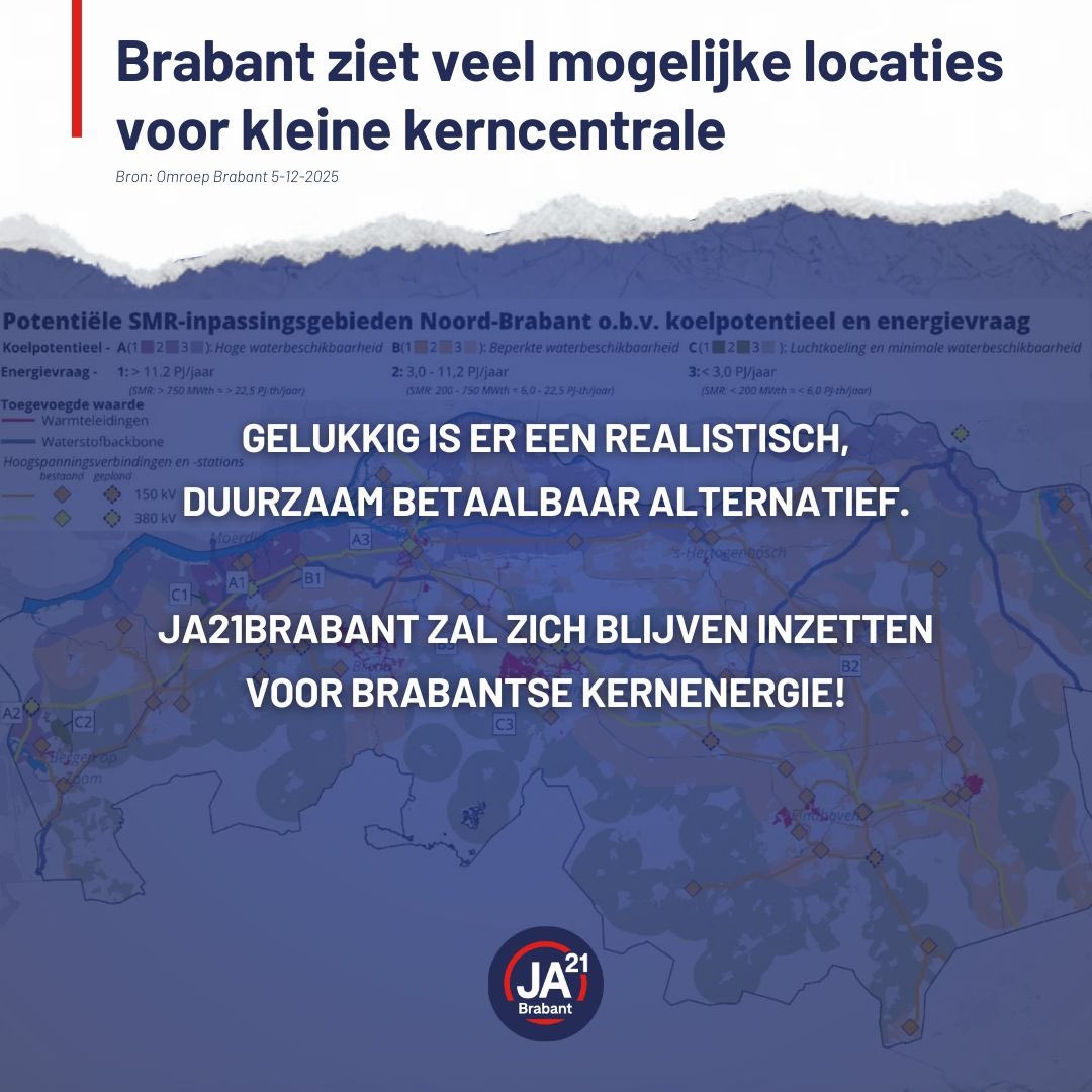 Telkens als wij pleiten voor kernenergie borrelen de drogredeneringen omhoog: het zou te duur zijn, te lang duren of niet nodig zijn. 
Gelukkig zien steeds meer verstandige mensen in dat kernenergie de beste oplossing is voor de door politici veroorzaakte congestie. 
JA21Brabant