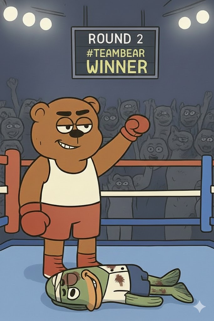 QueenBeee52's tweet photo. Its not even a contest 🐻
We only need one winner, and it will be #TeamBear for sure
Salmon have no chance against almighty Bear https://t.co/ToLqsD1dNS
