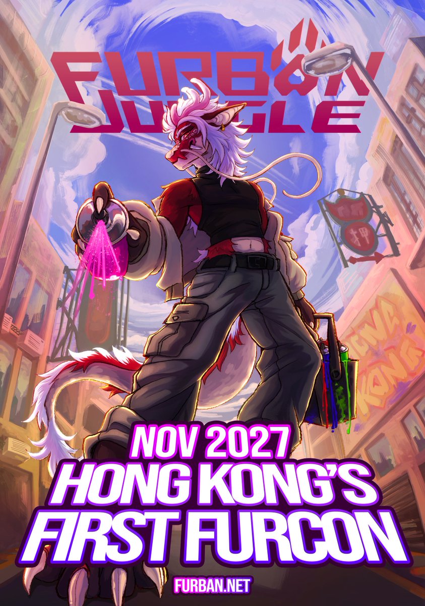FurbanJungle's tweet image. 💥 HONG KONG'S FIRST FURCON 💥

I am proud to announce Furban Jungle, Hong Kong's first furry convention in 2027.

The theme will be Street Life. This will be a 2-day weekend event held in the function rooms of a hotel. Venue is TBC.

#furbanjungle #hongkong #furry #furcon