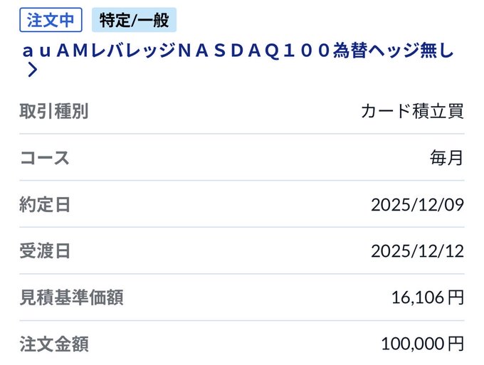 riinn_22's tweet photo. 今月もクレカ積立でレバナスを10万円購入
レバレッジ商品がNISAで買えなくなってから人気がなくなり買う人も少なくなりましたが、ワイはレバナスを買い続けます    

男が1度…！！  
必ずレバナスで億ると言ったのだから！！ https://t.co/b5g6lTk63w