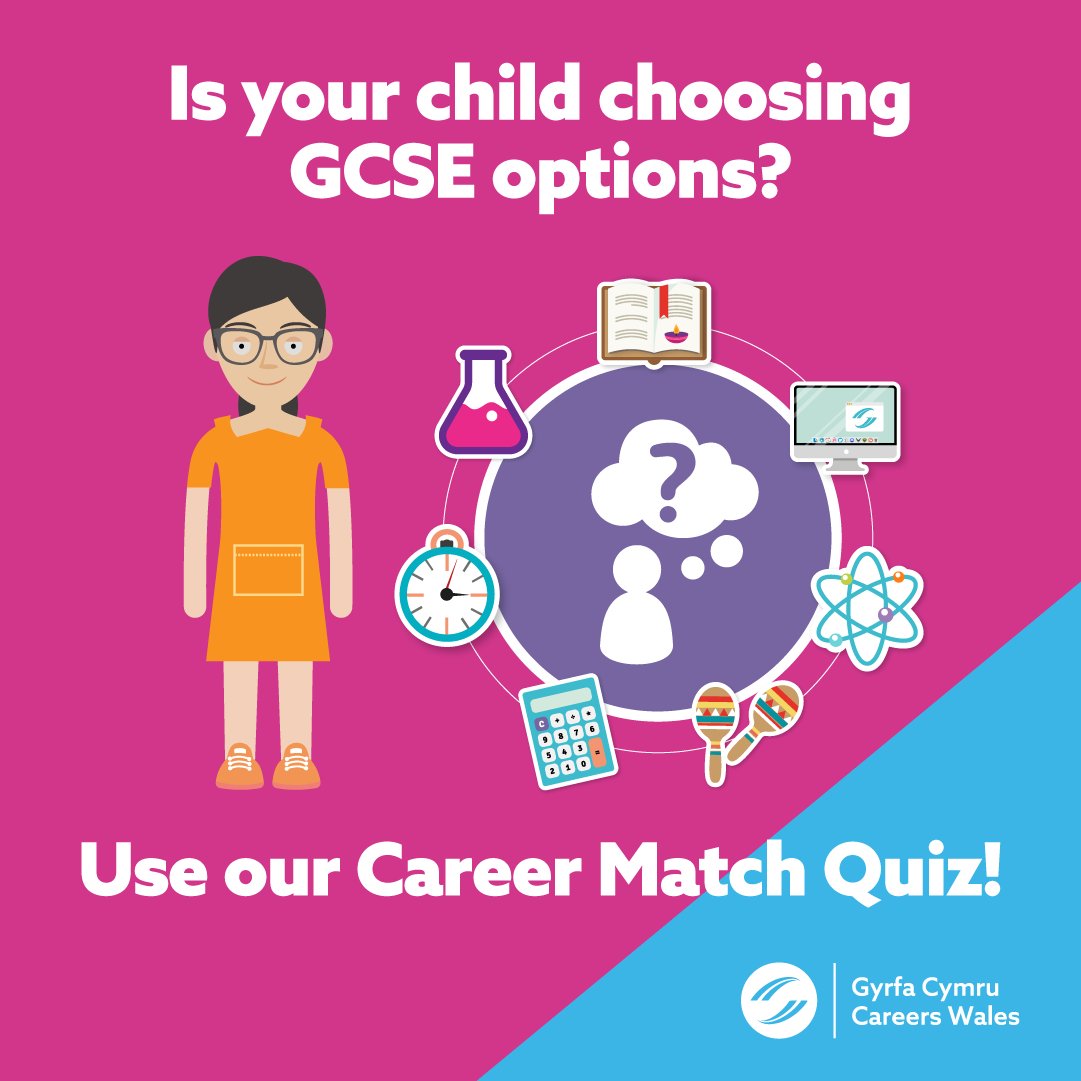 CareersWales's tweet photo. Parents! Is your child struggling to choose subjects for Year 10/11? 

Try our Career Match Quiz to get job ideas based on their skills and interests 👇 https://t.co/dY3sBNYoIb

#SubjectOptions #CareersWales https://t.co/2C3LmFSrPZ