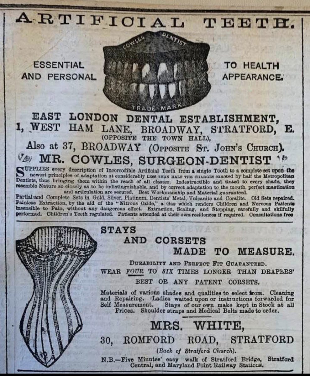 Reflections of the past 10,451.
Advertising from the East Ham Recorder of 1920. False teeth and corsets…