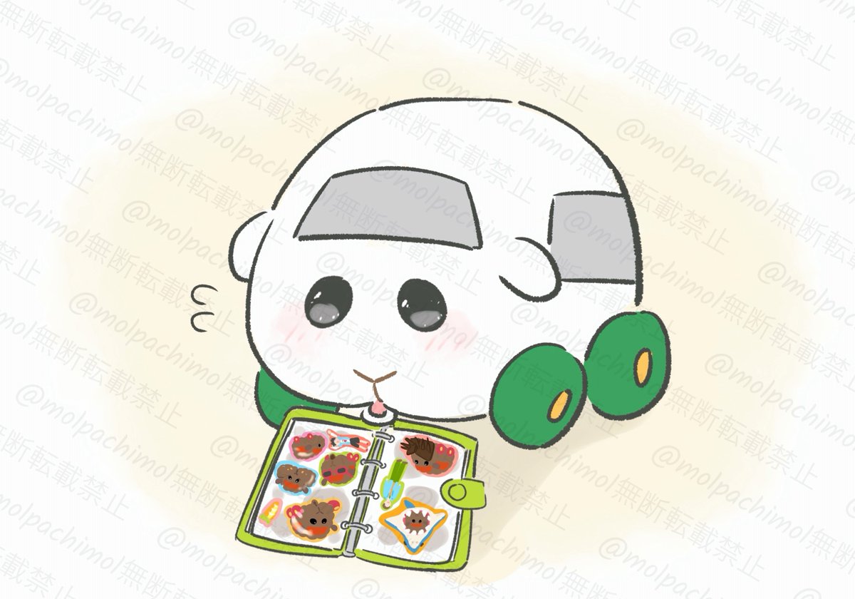 シール交換してくれる人を待っているシロモ
 #モルカーファンアート #モルカー