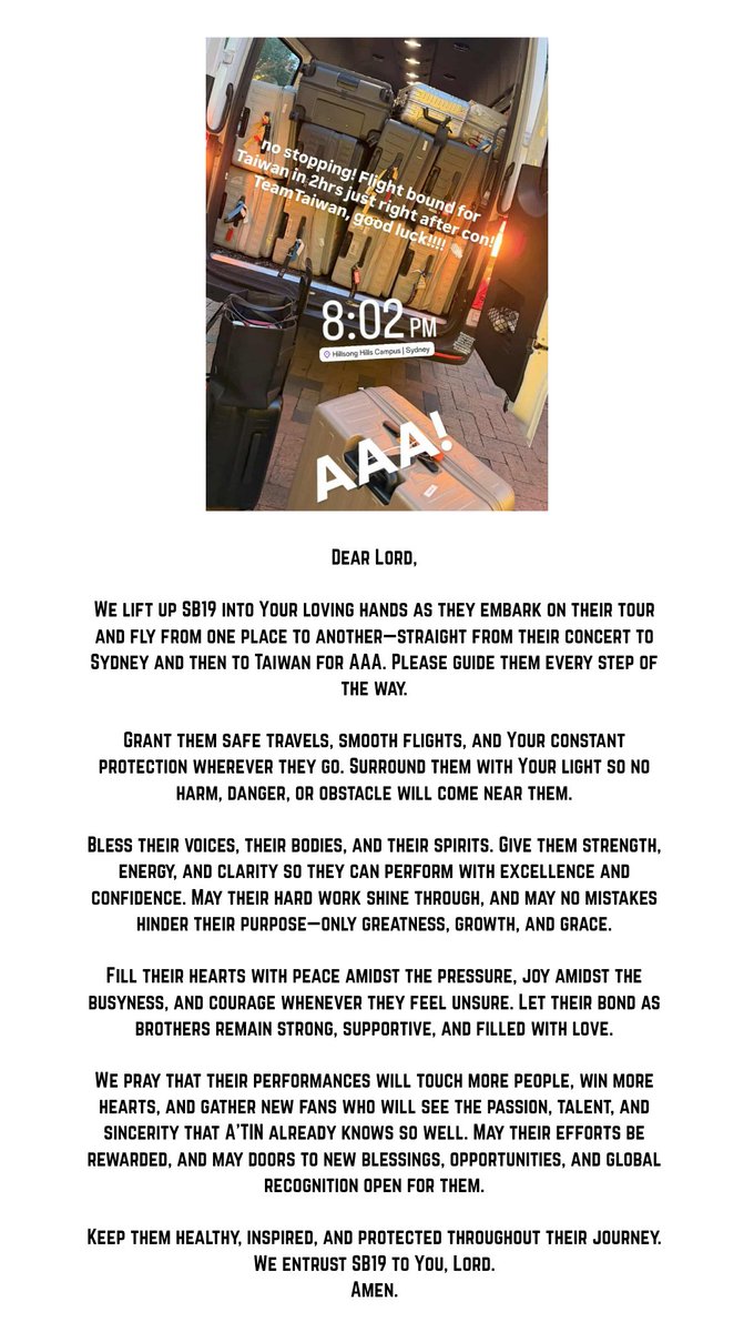 a_mor_fa_te's tweet photo. A'TIIIIIIIN, let’s unite in prayer for SB19 as they take on this intense back-to-back commitments. May God bless their journey, keep them safe, empower their performances, and cover them with strength, clarity, and grace. 🙏

#SB19 https://t.co/l178uUmv6U