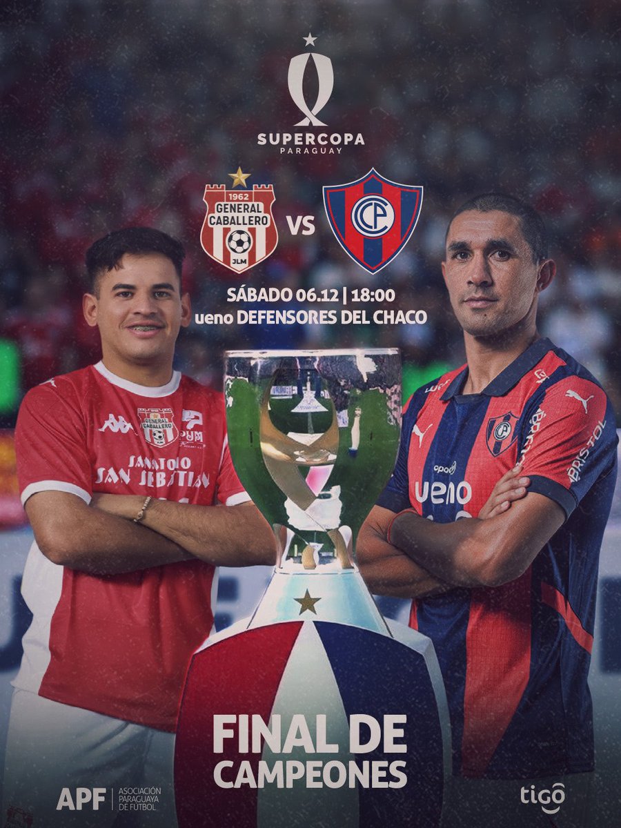 ¡Hoy conoceremos al 𝙨𝙪𝙥𝙚𝙧𝙘𝙖𝙢𝙥𝙚ó𝙣! 

<a href="/clubgeneral_jlm/">Club General Caballero de JLM</a> 🆚 @CCP1912Oficial 

🏆 #SupercopaAPF - Final 
🏟 <a href="/ElDefensores/">ueno Defensores Del Chaco</a> 
🕕 18:00 h 
📺 <a href="/TigoSportsPY/">Tigo Sports</a> 

¡Listos para la #FinalDeCampeones ⭐!