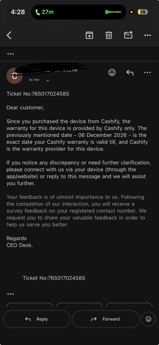 _aayushdixit's tweet image. “12 months brand warranty” on Cashify is NOT Apple warranty .it’s their own in-house coverage. This kind of wording is extremely deceptive. Think twice before trusting these labels.
@CashifyIN @Apple @CashifyCEO @jagograhakjago #CashifyScam #buyer