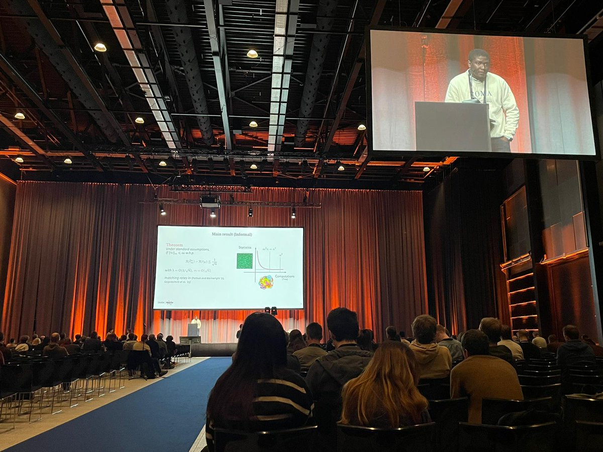 CIREMath's tweet image. Félicitations à Arnaud Watusidisi, qui a eu l’opportunité de présenter leur papier intitulé « Computational Efficiency under Covariate Shift in Kernel Ridge Regression » à Copenhague, au Danemark, lors de EurIPS, un événement soutenu par NeurIPS. 
— La conférence se déroule du 2…