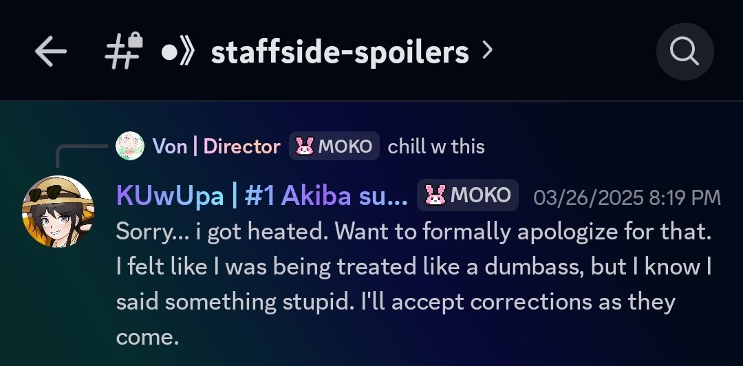 @ikedadaiki_ <a href="/RottenCoreAlpes/">🇵🇸RottenCoreOfAlpes🇵🇸</a> This makes me so upset because Icee was really mean about whenever I said something dumb in staffside. When I got mad and called her out on it, Icee immediately played victim and then Von told me to chill out. Her using an alt to be mean then gaslight me is just- ooohhh I'm mad.