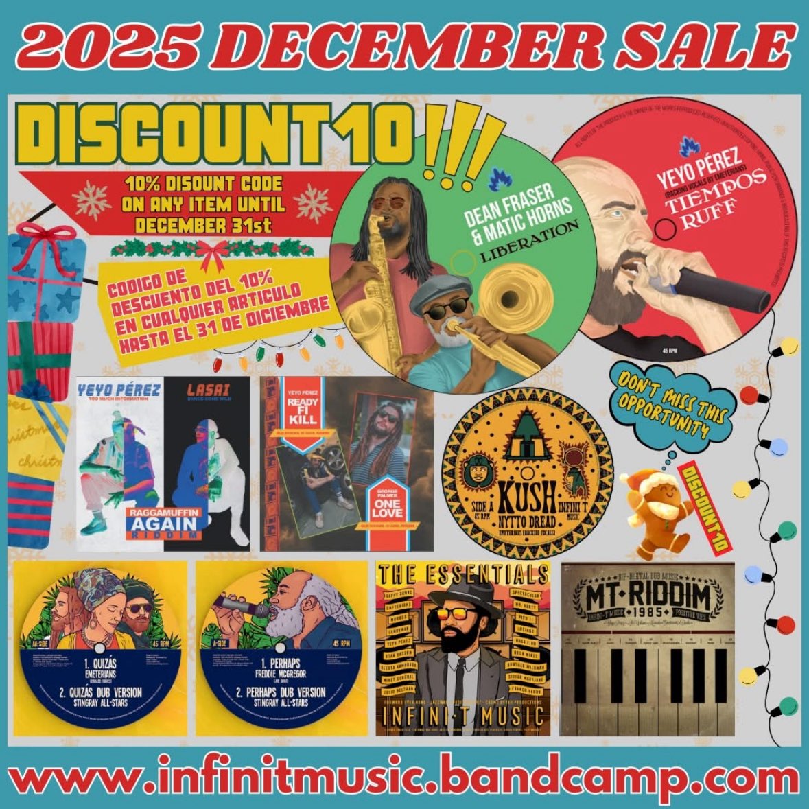 Get our new release and much more music with a discount this December infinitmusic.bandcamp.com 🔥 #reggae #records <a href="/ChaliceSound/">Chalice Sound</a>