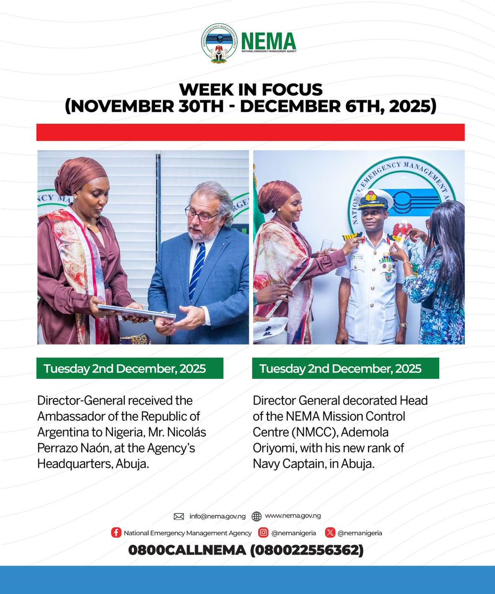 nemanigeria's tweet image. NEMA WEEK IN FOCUS

(NOVEMBER 30TH - DECEMBER 6TH, 2025)

#nemaisworking #nema #weekinfocus