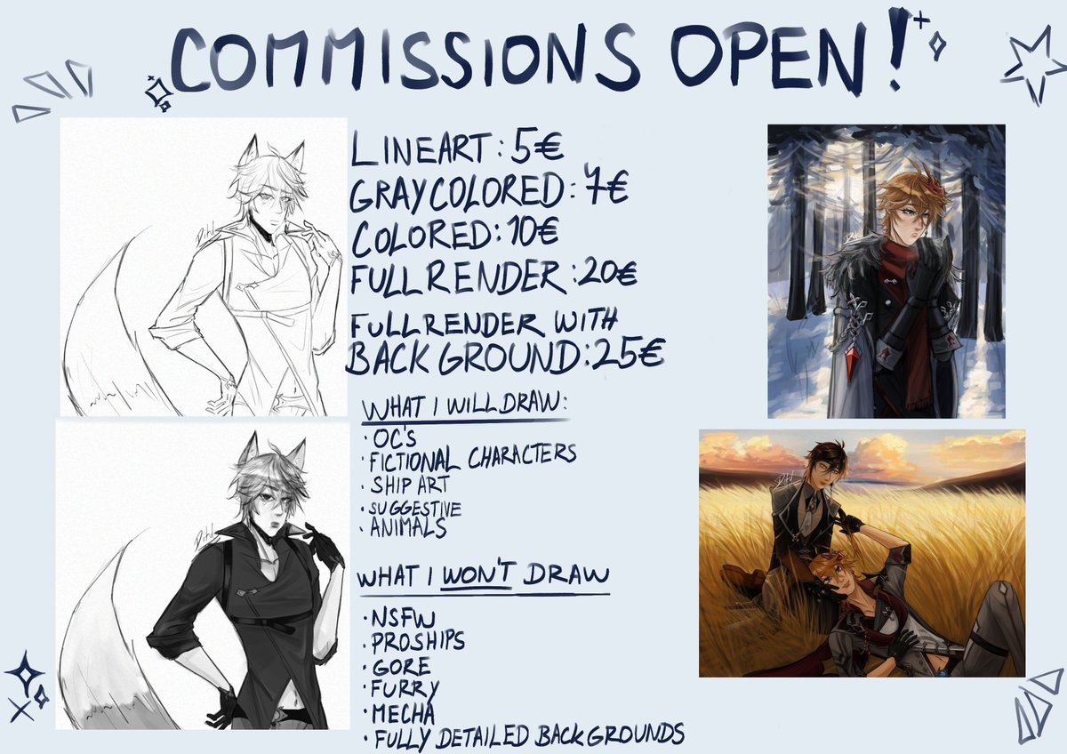 DitulWas's tweet image. my first commissions are finally open! 
there are 3 slots open!!

please do read the Terms first before commissioning!!
(RT'S are appreciated!)