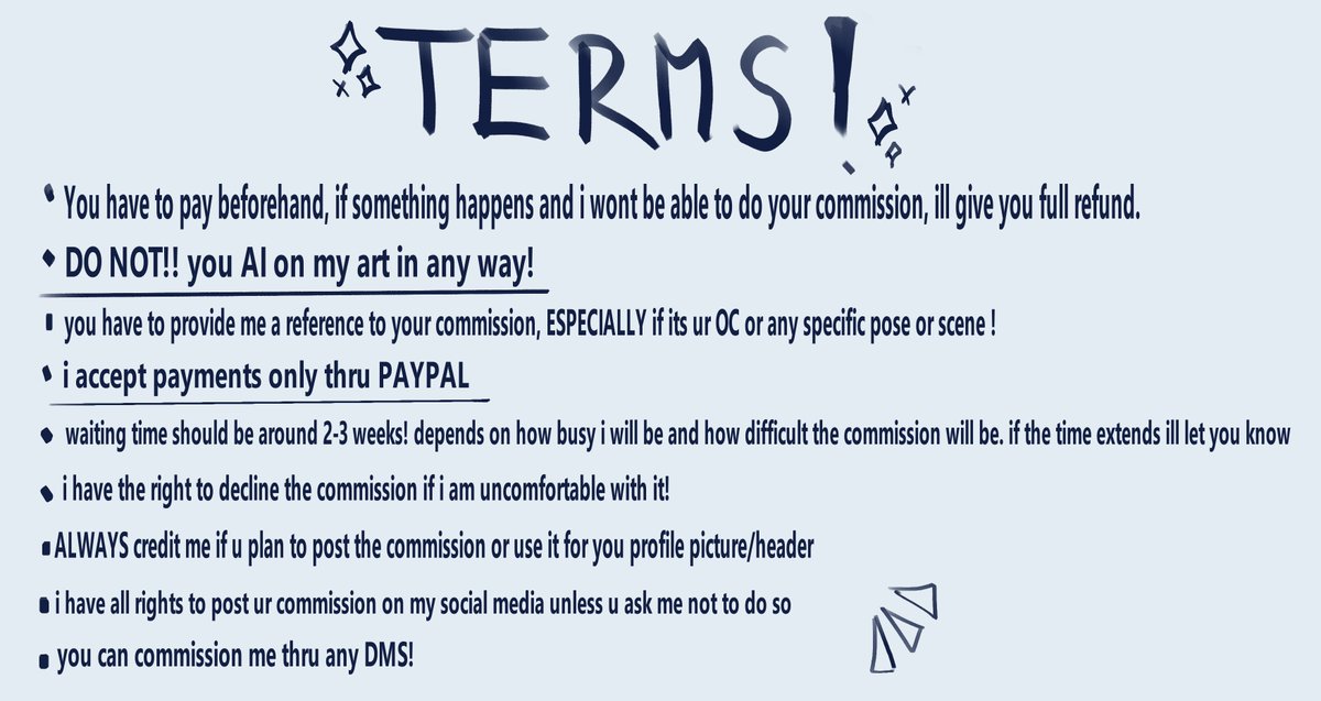 DitulWas's tweet image. my first commissions are finally open! 
there are 3 slots open!!

please do read the Terms first before commissioning!!
(RT'S are appreciated!)
