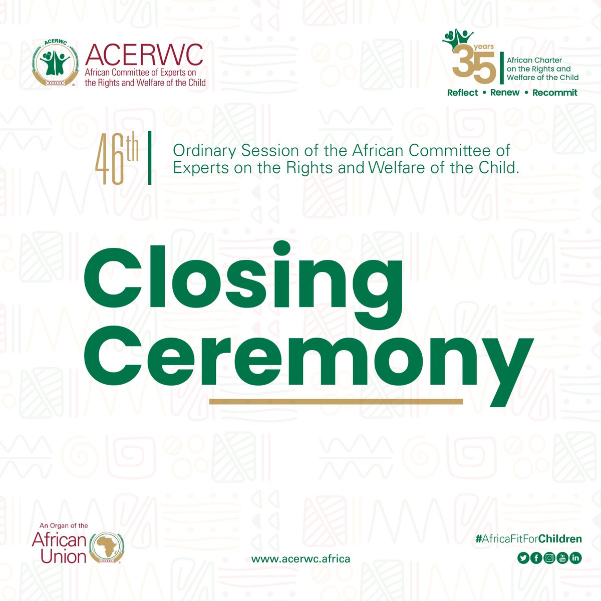 acerwc's tweet image. Thank you to all Member States, partners, stakeholders, children, and observers for enriching #ACERWC46.

Your continued support strengthens our collective mission to ensure every child in Africa enjoys their rights, protection, and full potential.

Looking forward to #ACERWC47.
