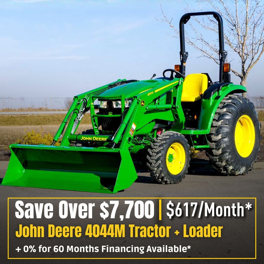 Save big this month on Select John Deere compact tractors! Get over $2,900 off the 1023E Compact Tractor or take home the 4044M Tractor + Loader and save over $7,700!

1023E Savings:bit.ly/446Xejo
4044M Savings: bit.ly/3XADOzJ