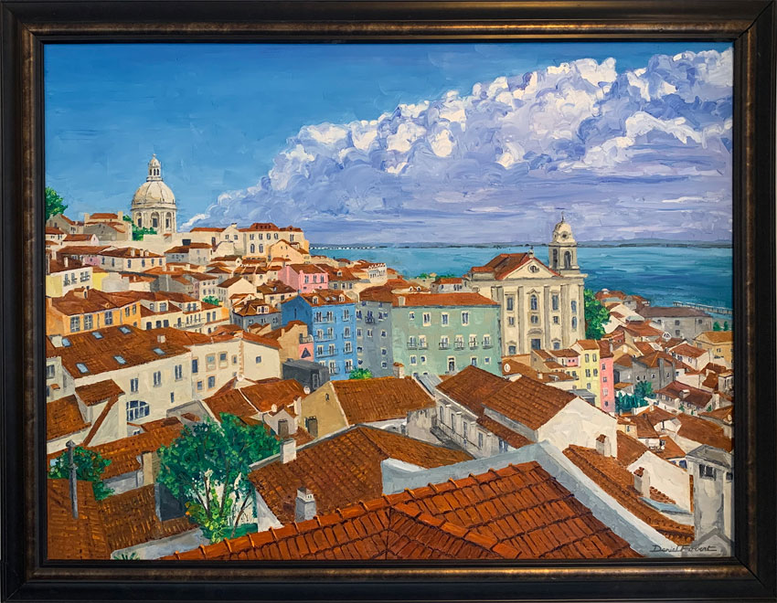View of Alfama, the oldest quarter in Lisbon Portugal, Oil on Canvas, 30" x 40"
gallery121artists.com  danielfobert.com   #canadianartist #canadianart #Portugal #Lisboa  #portugalart #Lisboncityscape