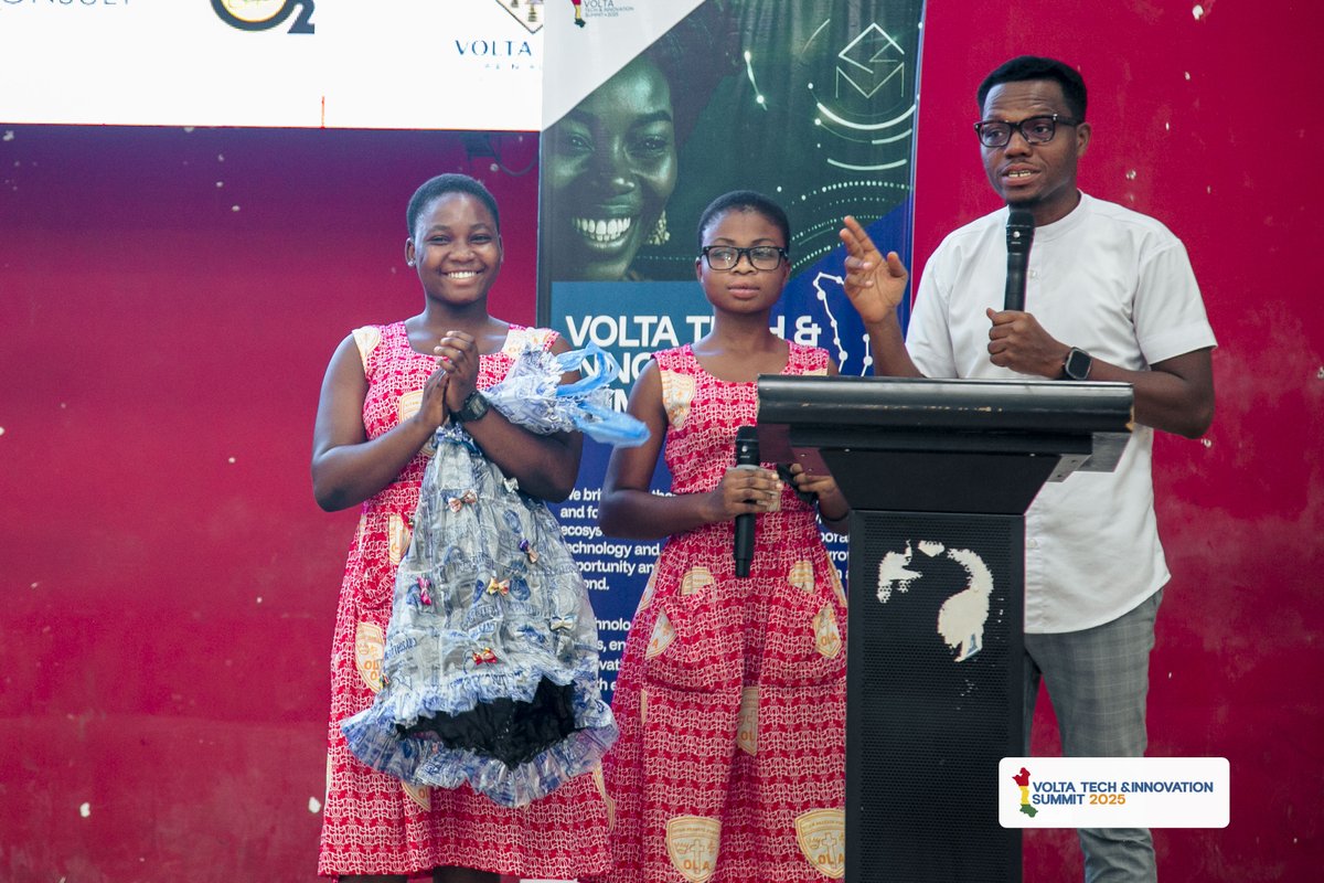 Sandra Mawusi Kuwornu from OLA SHS just won the day.

She showcased a dress made entirely of pure water sachets, turning waste into high fashion. Her confidence while explaining her work was unmatched.