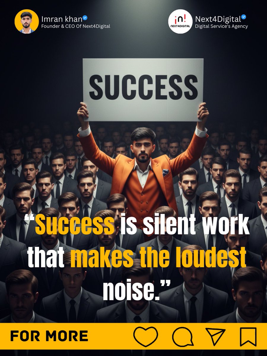 Next4Digital's tweet photo. success is silent work 
that makes the loudest noise https://t.co/zdsZq4UzfM