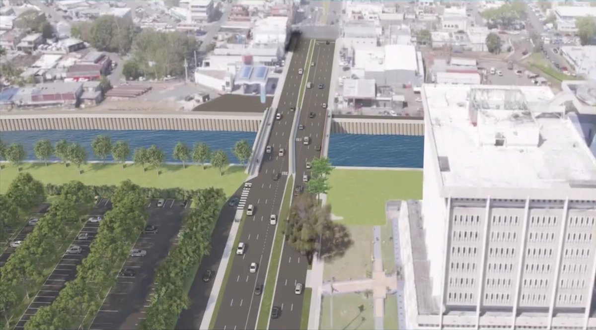 davsot's tweet photo. Se ha prometido que la canalización del Río Piedras haría posible un paseo lineal. Aquí revisando los diseños en construcción y veo que:

– Expandieron los carriles para carros
– No incluyen una ruta de caminantes y ciclistas desde Puerto Nuevo hasta el Jardín Botánico 🤦🏽‍♂️ https://t.co/Rs5CmIcEuf