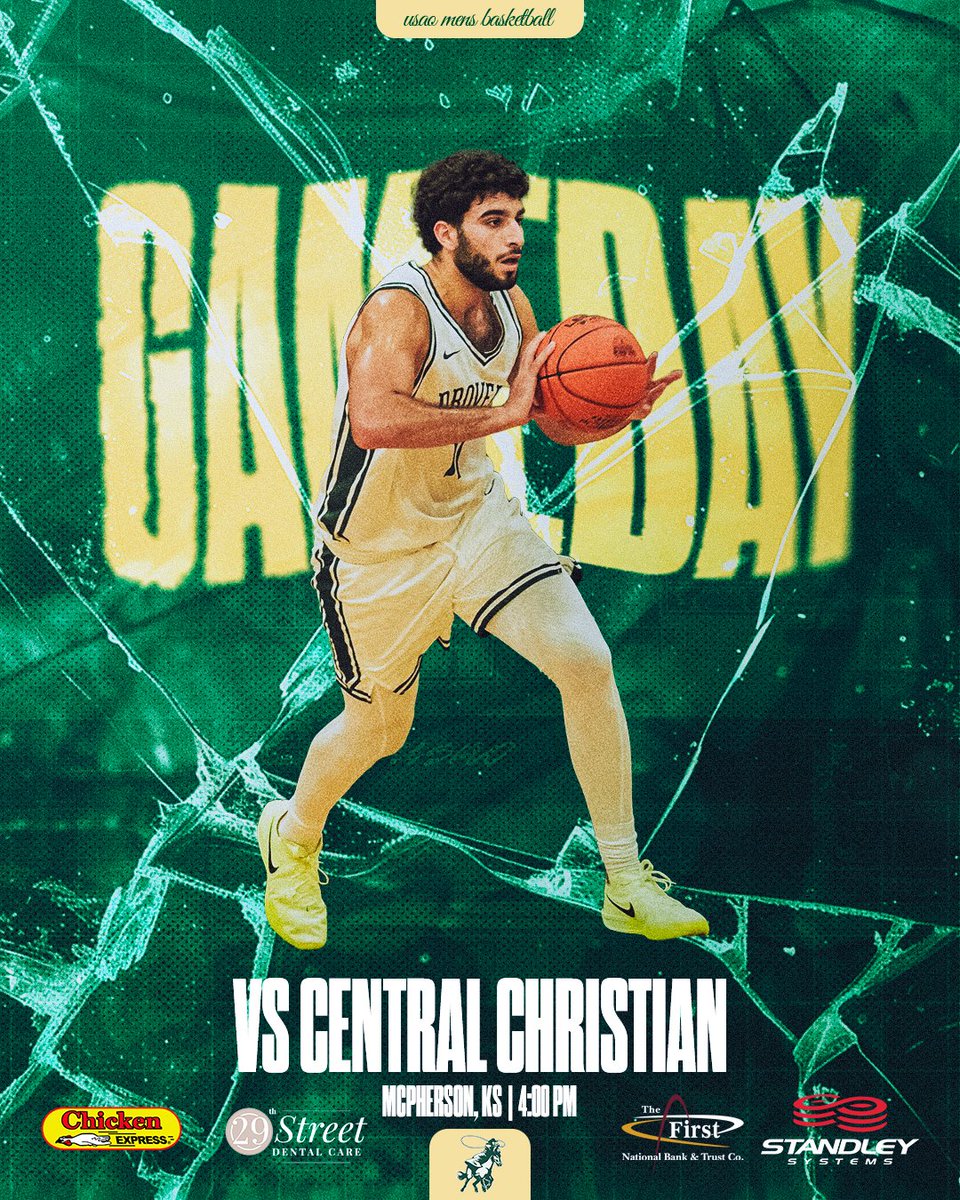 🏀𝗚𝗔𝗠𝗘𝗗𝗔𝗬🏀
The Drovers head to Kansas to face Central Christian College!

⏰: 4:00 PM CT
📍: McPherson, KS
🏟️: Dr. Jerry E. Alexander Arena
📺/📊: usaoathletics.com/composite

#DroverNation🏇 x #BleedGreen