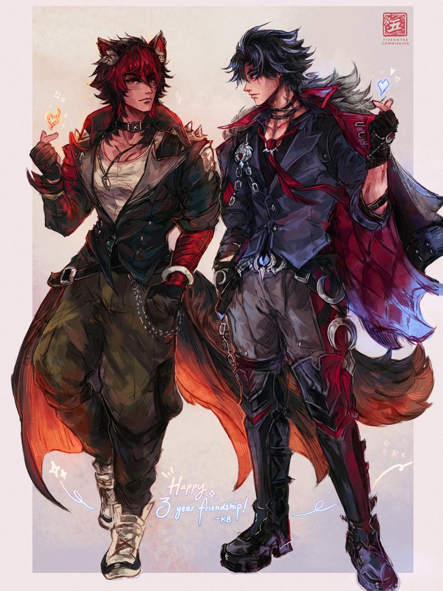 🐶🐺🫰 Manato and Wriothesley commission! ✨️